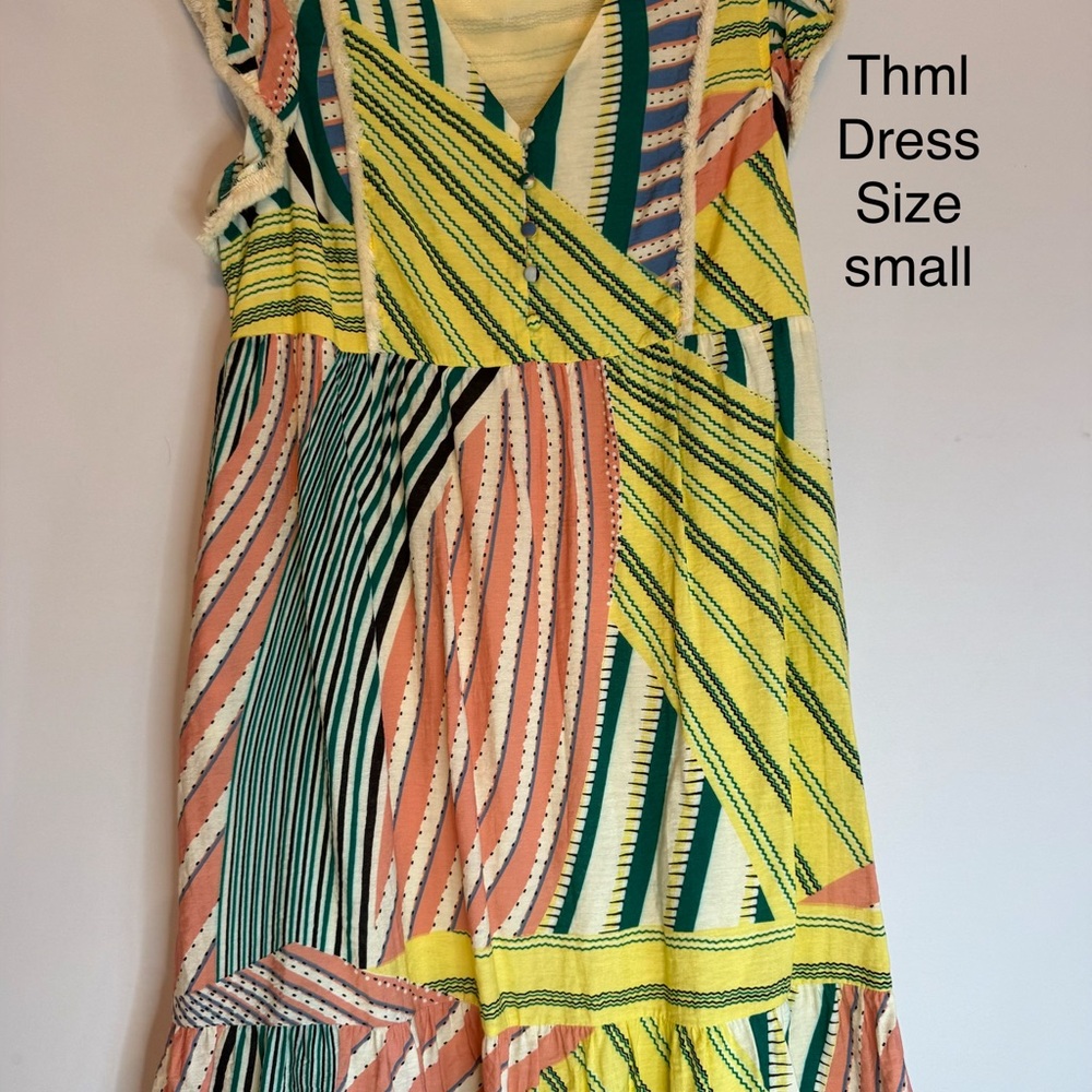THML Dress with Yellow, Pink, and Green Stripes